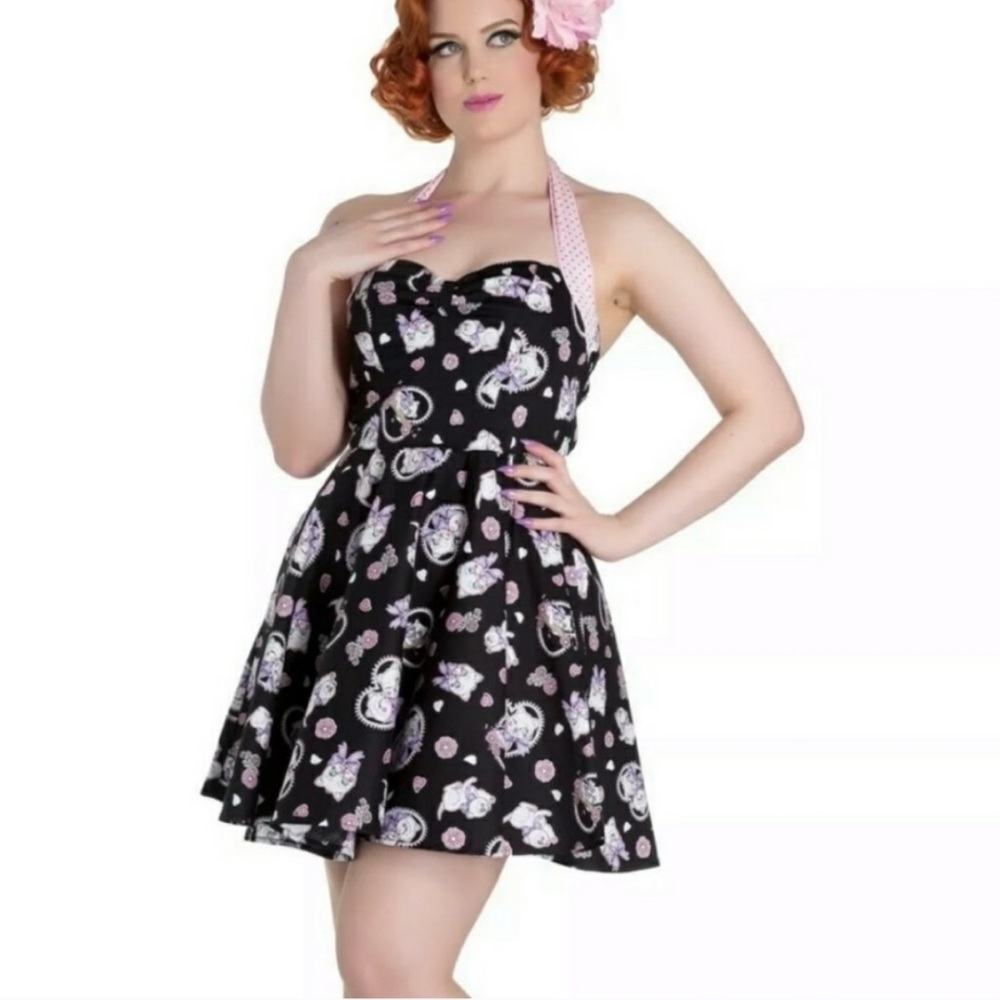 Hell Bunny Black and Pink Strapless Dress